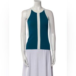 Set Akris Punto Women's aqua blue knit top and zipper vest